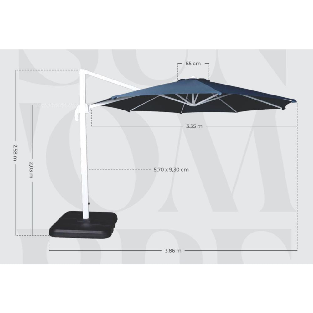 Medidas do ombrelone Cantilever.