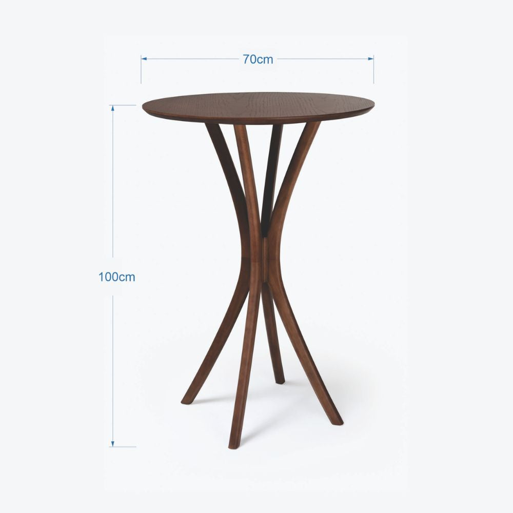 Medidas da mesa bistrô Montana em detalhe da peça inteira.