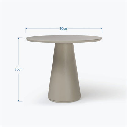 Medidas da Mesa de Jantar Lia detalhando o tamanho do tampo e a altura da mesa ao fundo branco.